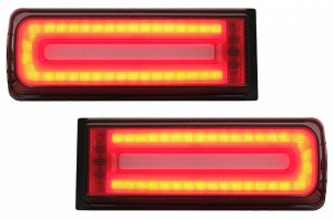 Stopuri Full LED compatibil cu Mercedes G-Class W463 2008-2017 Facelift 2018 Design LED Dinamic Secvential Rosu Fumuriu