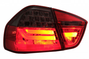 Stopuri LED Light Bar LCI Design compatibil cu BMW E90 Seria 3 Limuzina 2005-2008 Rosu Fumuriu - Img 3