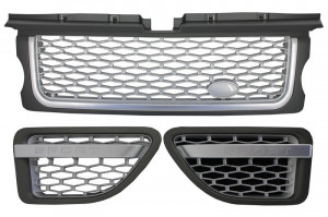 Ansamblu Grila Centrala si Grile Laterale compatibil cu Land Range Rover Sport L320 (2005-2008) Autobiography Look Silver Edition