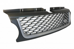 Ansamblu Grila Centrala si Grile Laterale compatibil cu RANGE Rover Sport Facelift (2009-2013) L320 Autobiography Editie Argintie - Img 3