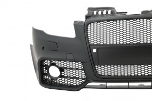 Bara Fata cu Grila Centrala compatibil cu AUDI A4 B7 Facelift 2004-2008 RS4 Crom si Negru Design - Img 2