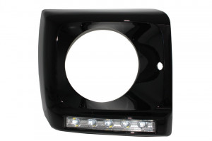 Carcasa faruri cu Lumini de zi dedicate LED DRL Crom compatibil cu Mercedes G-class W463 1989-2012 G65 Design Negru - Img 3