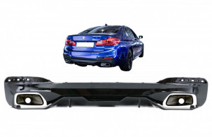 Difuzor Bara Spate compatibil cu BMW Seria 5 G30 G31 2017-> 540 M Performance Look Negru Lucios - Img 2