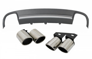 Difuzor Bara Spate cu Ornamente Evacuare compatibil cu Audi A4 B8 Pre Facelift 2008-2011 Sedan sau Avant S4 Design