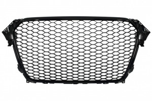 Difuzor Bara Spate cu Ornamente Evacuare compatibil cu Audi A4 B8 Facelift 2012-2015 si Grila Centrala RS4 Design Negru Lucios - Img 3