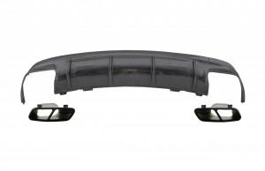 Difuzor Bara Spate cu Ornamente Negru pentru sistemul de evacuare Negre compatibil cu Mercedes W117 CLA 2013-2018 Facelift CLA45 Carbon Look