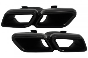 Difuzor Bara Spate cu Ornamente tobe compatibil cu MERCEDES C-Class C205 A205 Coupe Cabriolet 2014-2019 C63 Edition 1 Design Negru - Img 8