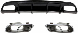 Difuzor Bara Spate Editie Neagra cu Ornamente Evacuare Compatibil cu MERCEDES A-Class W176 2012-2018 A45 Facelift Design
