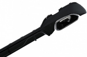 Difuzor Bara Spate Evacuare Dubla si Tobe Ornament Crom compatibil cu BMW 3 Series G20 G28 Sedan G21 Touring 2018-> M340i M Look Negru Lucios - Img 3
