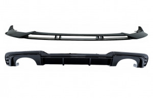 Difuzor Bara Spate Negru Lucios si Prelungire Bara Fata Lip compatibil cu Audi A3 8V Facelift 2017-2019 Sedan Cabrio RS3 Design doar pentru bara S-Line