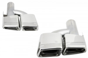 Difuzor cu Evacuare Dubla compatibil cu Mercedes CLS Sedan W218 2011-2017 cu Eleron Portbagaj si Ornamente toba pentru bara AMG Sport Line - Img 3