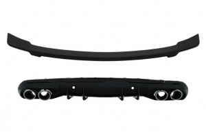 Difuzor cu ornamente evacuare si Eleron Portbagaj compatibil cu Mercedes C-Class W205 S205 AMG Sport Line 2014-2020 C43 Design