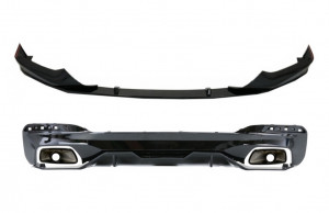 Difuzor cu Ornamente Tobe si Prelungire Fata compatibil cu BMW Seria 5 G30 G31 2017-> 540 M Performance Look Negru Lucios