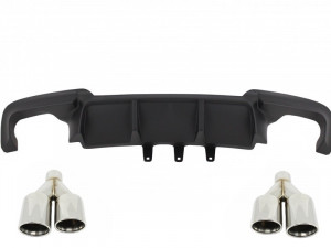 Difuzor de aer cu evacuare dubla compatibil cu BMW F10 Seria 5 2011-2017 M-Performance Design cu Ornamente de evacuare M-Power Crom