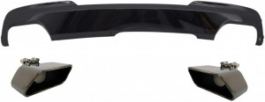 Difuzor de aer cu Evacuare Dubla Negru Lucios si Ornamente compatibil cu BMW F10 F11 Seria 5 2011-2017 M-Technik 550i Design