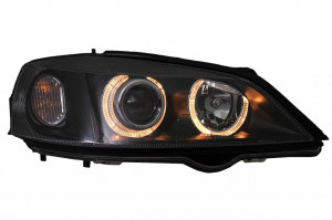 Faruri compatibil cu OPEL Astra G 1997-2004 Angel Eyes Negru - Img 2