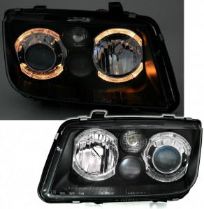 Faruri compatibil cu VW Bora 1998-2005 Angel Eyes Negru - Img 2