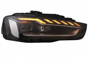 Faruri Full LED compatibil cu Audi A4 B8.5 Facelift 2012-2015 Negru Semnal Dinamic A4 B9.5 Design - Img 2