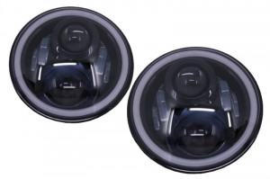Faruri Full LED CREE Dublu Proiector compatibil cu Jeep Wrangler JK TJ LJ 1997-2006, Wrangler 2007-2014