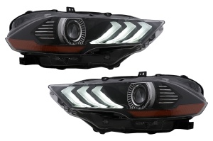 Faruri LED compatibil cu Ford Mustang Facelift (2018-2023) Negru Semnal Dinamic RGB DRL