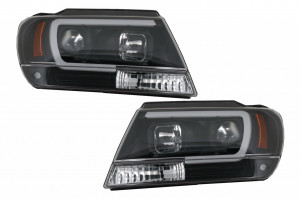 Faruri LED compatibil cu Jeep Grand Cherokee 1999-2004 Tube Light Negru