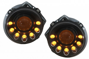 Faruri LED compatibil cu Mercedes G-Class W463 1989-2012 Negru Semnal Dinamic Secvential