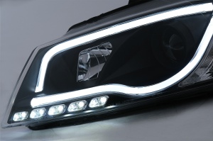 Faruri LED DRL compatibil cu Audi A3 8P Facelift Hatchback Sportback 2008-2012 Negru - Img 3