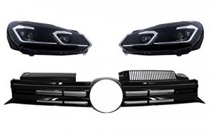 Faruri LED Semnalizare Secventiala si Grila Centrala compatibil cu VW Golf VI 2008-2013
