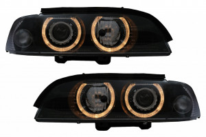Faruri Xenon Angel Eyes compatibil cu BMW Seria 5 E39 Sedan Touring 1995-2003 Negru
