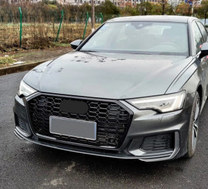 Grila Bara Fata compatibil cu Audi A6 C8 4K 2018-> RS6 Design Negru Lucios - Img 6