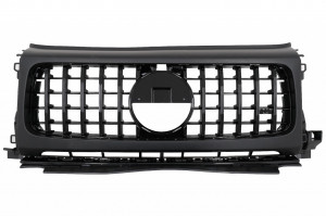 Grila Centrala si Carcasa faruri compatibil cu Mercedes G-Class W463 W463A & G63 AMG 2018-> GT-R Panamericana Design Negru Lucios - Img 2