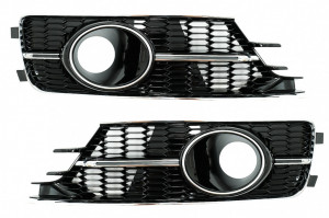 Grile Laterale compatibil cu AUDI A6 C7 4G Facelift 2015-2018 Negru Lucios si Crom