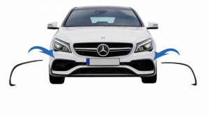 Ornamente bara fata flapsuri compatibil cu Mercedes CLA W117 C117 X117 2016-2018 CLA45 Desing Negru Lucios
