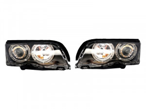 Set faruri Angel Eyes compatibil cu BMW Seria 3 E46 1998-2001 Black Edition
