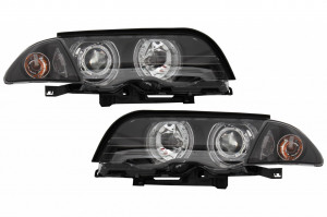 Set faruri compatibil cu BMW E46 Limousine Touring 1998-2001 Angel Eyes Negru