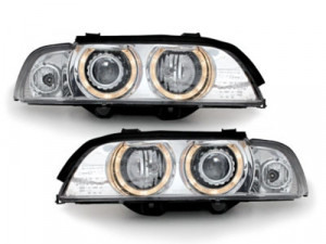 Set faruri compatibil cu BMW Seria 5 E39 1995-2003 Angel Eyes Crom