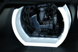 Set faruri Halogen U-Led 3D Dual Halo Rims compatibil cu BMW Seria 3 E90 Limuzina E91 Touring 2005-2008 Negru - Img 4