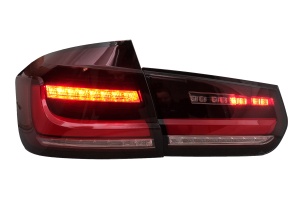 Stopuri LED BAR compatibil cu BMW Seria 3 F30 (2011-2019) Rosu Clar cu Semnal Dinamic Secvential - Img 3