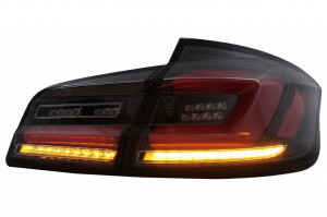 Stopuri LED compatibil cu BMW Seria 5 F10 2011-2017 Negru cu Semnal Dinamic Secvential - Img 4