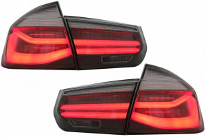 Stopuri LED M Look Black Line compatibil cu BMW Seria 3 F30 2011-2019 LCI Design cu Semnal Dinamic Secvential