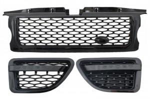 Ansamblu Grila Centrala si Grile Laterale compatibil cu Land Range Rover Sport L320 (2005-2008) Autobiography Look Negru Lucios