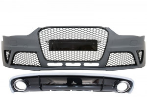 Bara Fata cu Difuzor Bara Spate si Ornamente Evacuare compatibil cu Audi A4 B8 Facelift 2012-2015 Sedan Avant RS4 Design