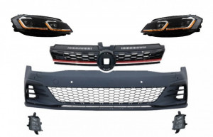 Bara Fata cu Grile Proiectoare ceata LED si Faruri LED compatibil cu VW Golf VII 7.5 2017-> GTI Look