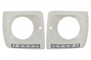 Carcasa faruri Alb cu Lumini de zi dedicate LED DRL compatibil cu Mercedes G-class W463 1989-2012 G65 Design Chrome