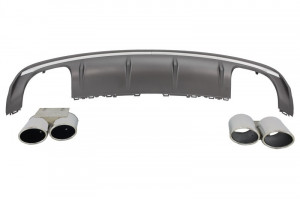 Difuzor Bara Spate compatibil cu AUDI A3 8V Sedan 2012-2015 S3 Design Evacuare Dubla cu Ornamente Tobe