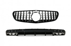 Difuzor Bara Spate cu Grila Centrala Fata compatibil cu Mercedes S-Class C217 Coupe 2014-2017 S63 GT-R Design