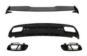 Difuzor Bara Spate cu Ornamente de evacuare si Eleron Portbagaj compatibil cu MERCEDES W176 A-Class 2012-2018 A45 Facelift Design