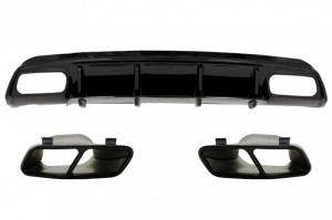 Difuzor Bara Spate cu Ornamente Evacuare Negre compatibil cu Mercedes A-Class W176 2012-2018 A45 Facelift Design