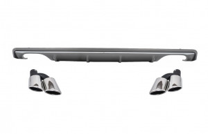 Difuzor Bara Spate cu Ornamente toba compatibil cu Audi A3 8V Sedan 2012-2015 S3 Design pentru Bara spate standard