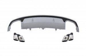 Difuzor Bara Spate cu Ornamente toba compatibil cu Audi A7 4G Facelift 2015-2018 S7 Design